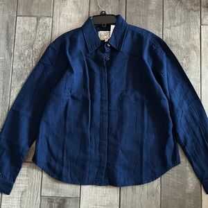 SANDRINE ROSE x Free people VIRGIN denim DARK WASH INDIGO SHACKET LARGE nwt